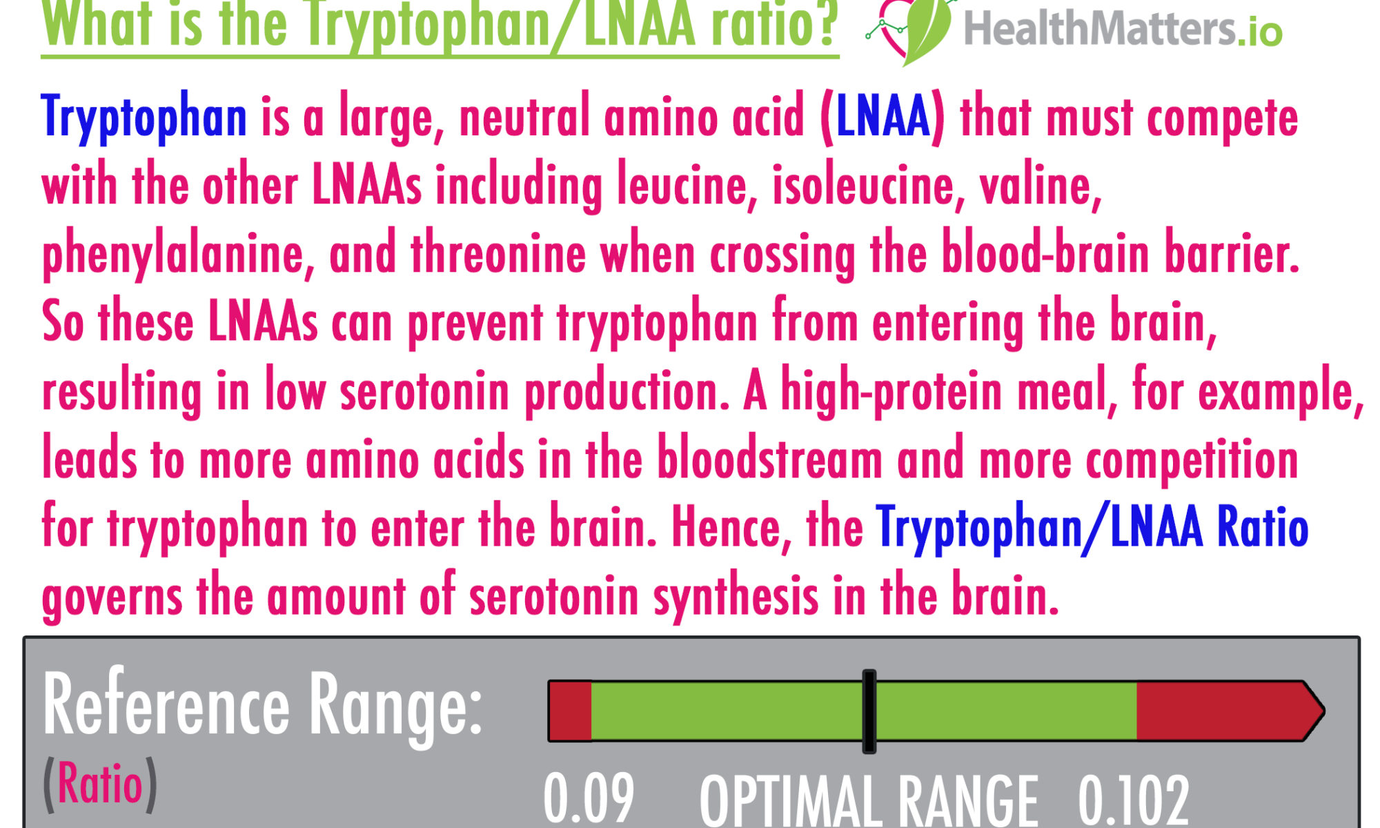 Tryptophan/LNAA high low meaning diet protein vegan serotonin treatment interpretive