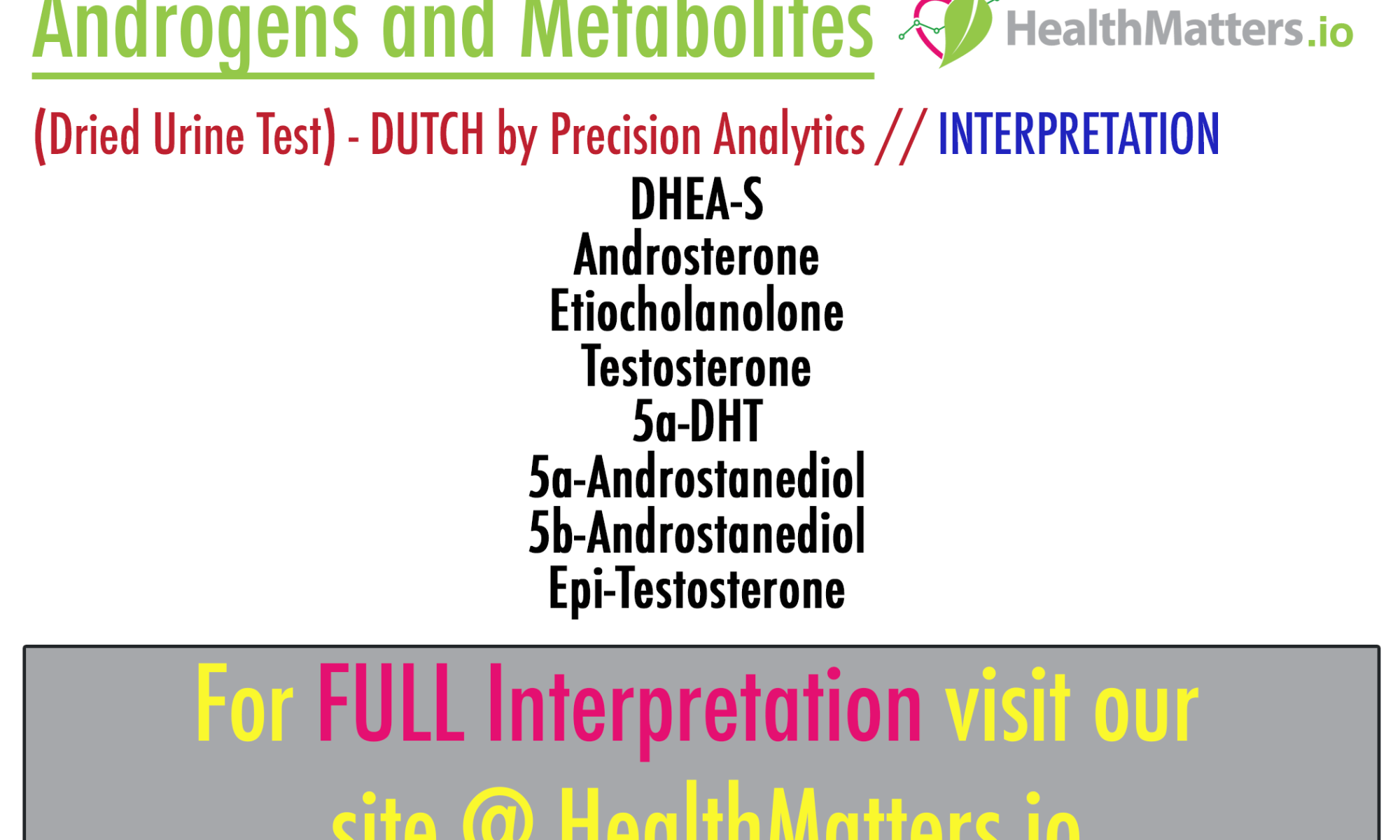 androgens and metabolites dhea-s androsterone etiocholanolone testosterone 5a-androstanediol 5a-DHT 5b-androstanediol epi-testosterone